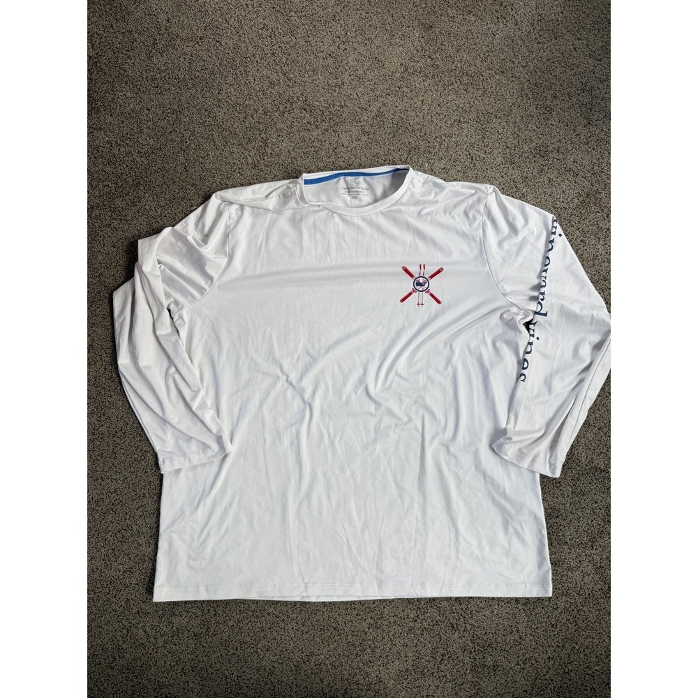Vineyard Vines Performance Shirt Mens XXL White Ski Flag Long Sleeve
